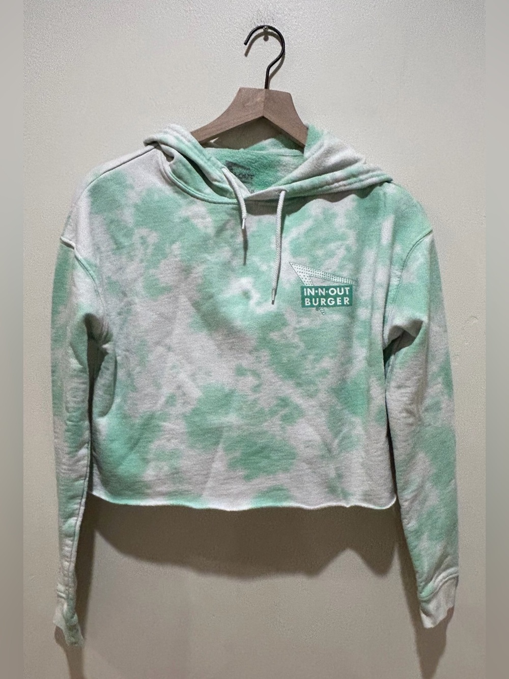 In-N-Out Burger Green & White Tie Dye Cropped Hoodie Sweatshirt - Women’s XS